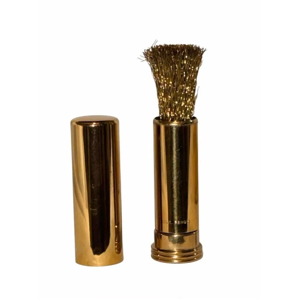 Vintage Artamount NYC Retractable Suede Brush GoldTone Lipstick Style Wire w Box